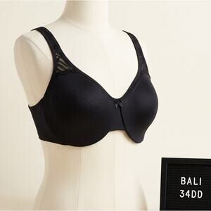 Bali 34DD Black Underwire Minimizer Passion for Comfort Full Coverage Bra 3385
